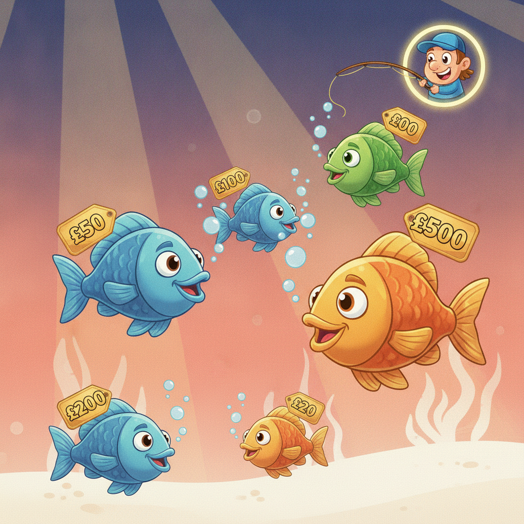 Fish symbols with cash values