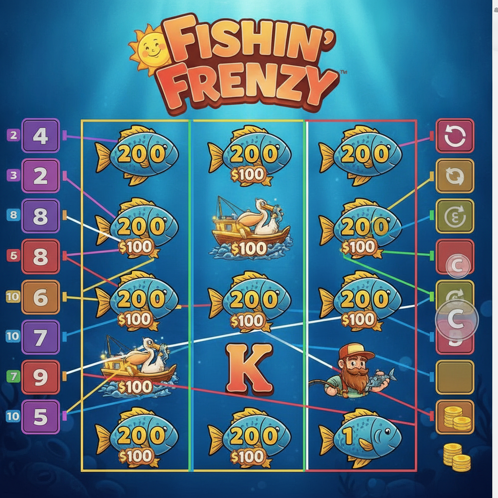 Fishin' Frenzy interface and reel layout